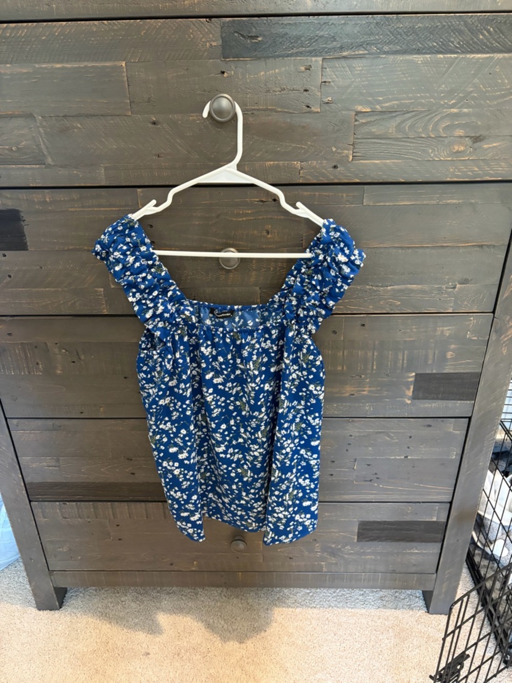 Blue Floral Off-Shoulder Women's Top
